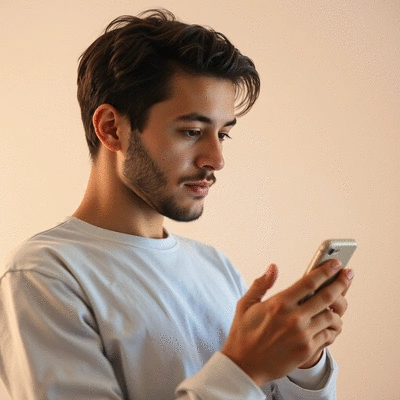 User interacting with digital content on a smartphone